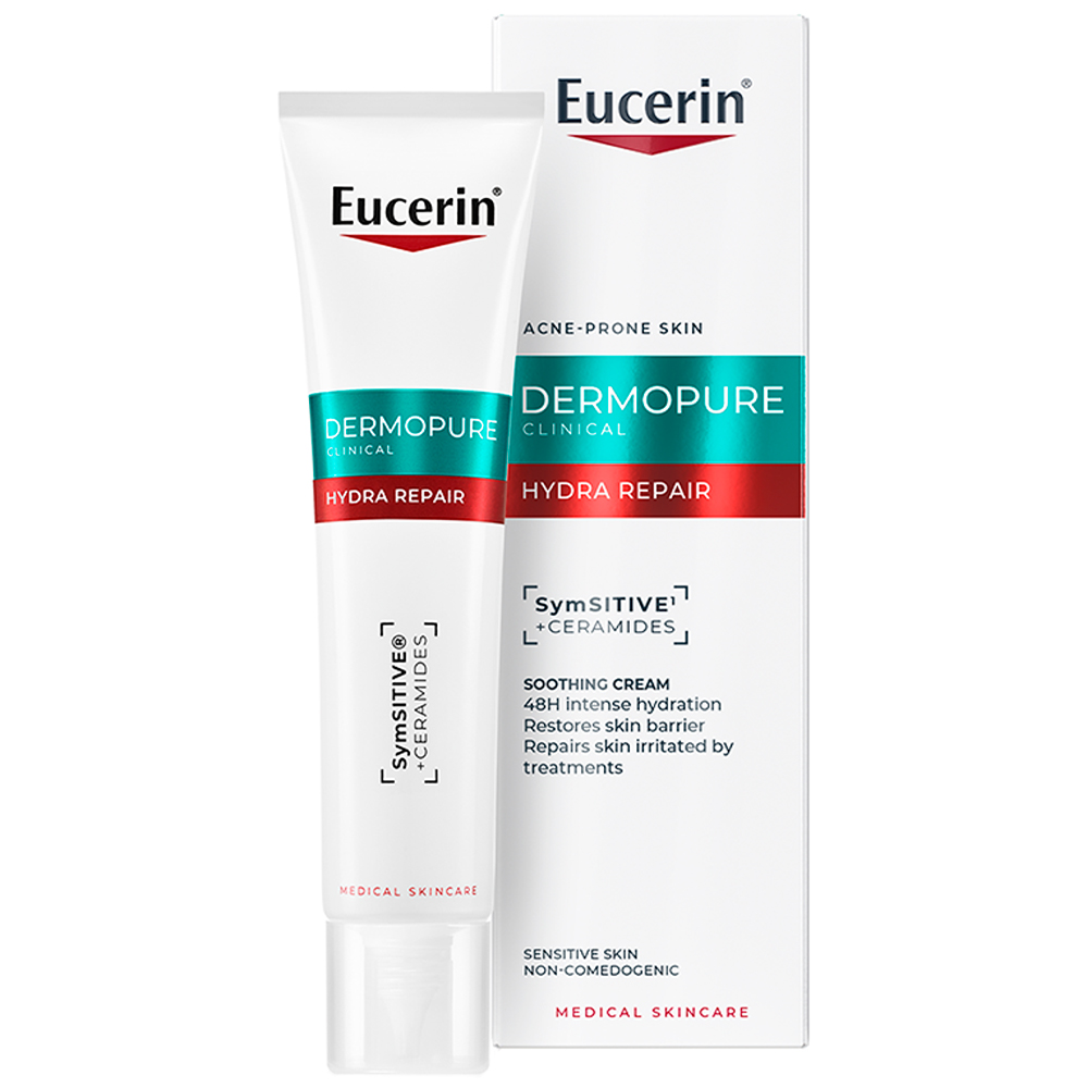 Eucerin DermoPure Clinical Hydra Repair, Creme beruhigend für zu Akne neigende Haut, 40 ml