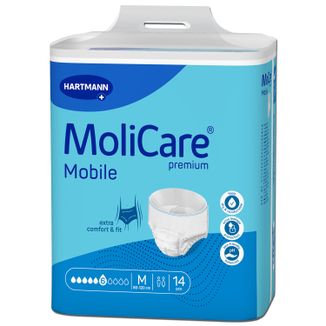 MoliCare Premium Mobile, pieluchomajtki, rozmiar M, 80-120 cm, 6 kropli, 14 sztuk - zdjęcie produktu