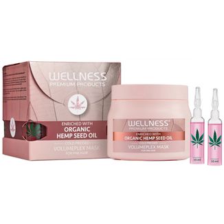 Wellness Premium Products VolumePlex, maska nawilżająca do włosów cienkich, 500 ml + 4 ampułki x 10 ml gratis - zdjęcie produktu