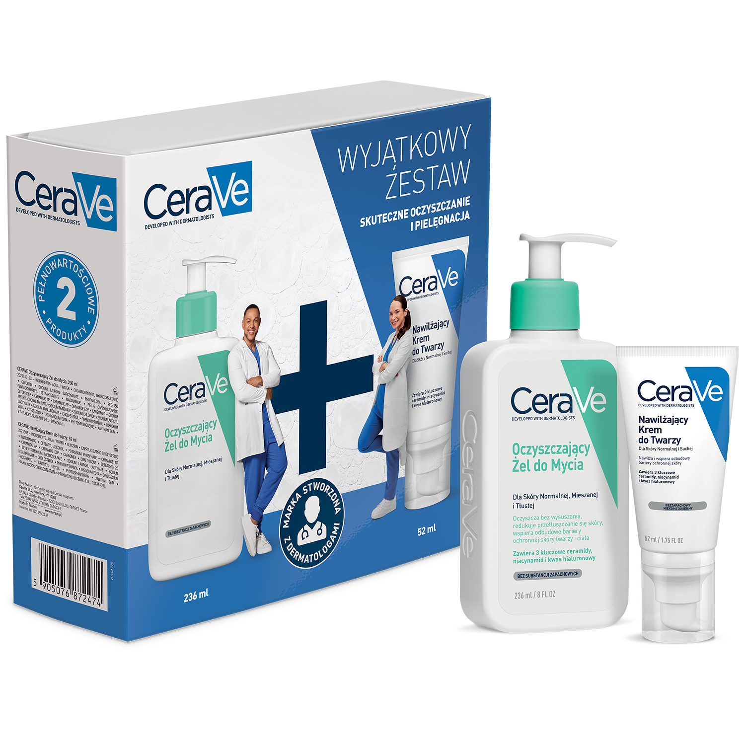 Cerave Set CeraVe, Waschgel, 236 ml + Gesichtscreme, 52 ml — Inhaltsstoffe und Bewertung