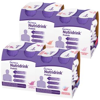 Zestaw Nutridrink Protein, preparat odżywczy, brzoskwinia-mango, 4 x 125 ml + smak truskawkowy, 4 x 125 ml + smak owoców leśnych, 4 x 125 ml + smak czerwonych owoców, 4 x 125 ml - zdjęcie produktu