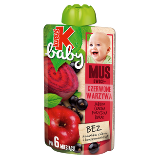 Kubuś Baby Mus, jabłko, czarna porzeczka, burak, po 6 miesiącu, 100 g - zdjęcie produktu