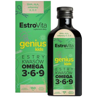 EstroVita Genius Kids, estry kwasów Omega 3-6-9, smak cytrynowy, 150 ml - zdjęcie produktu