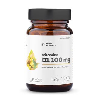 Aura Herbals Witamina B1 100 mg, tiamina, 60 kapsułek USZKODZONE OPAKOWANIE Aura Herbals Witamina B1 100 mg, tiamina, 60 kapsułek USZKODZONE OPAKOWANIE - zdjęcie produktu