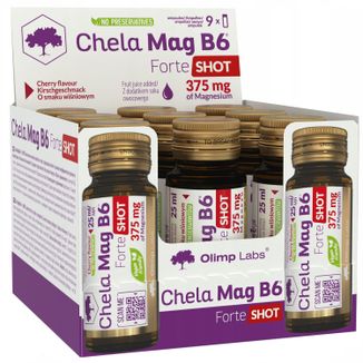 Olimp Chela-Mag B6 Forte Shot, ampułki, smak wiśniowy, 9 x 25 ml - zdjęcie produktu