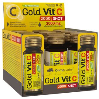 Olimp Gold-Vit C 2000 Shot, smak cytrynowy, 9 x 25 ml - zdjęcie produktu