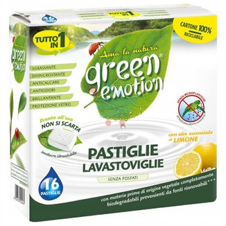 Green Emotion, tabletki do zmywarek, ekologiczne, cytryna, 16 sztuk - zdjęcie produktu