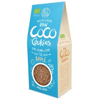 Diet-Food Raw Coco Cookies, ciasteczka kokosowe z jabłkiem, Bio, 80 g - zdjęcie produktu
