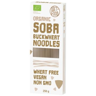 Diet-Food Organic Soba Buckwheat Noodles, bezglutenowy makaron gryczany soba, Bio, 250 g - zdjęcie produktu