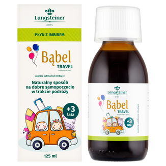 Langsteiner Bąbel Travel, płyn z imbirem, od 3 roku życia, smak cytrynowy, 125 ml - zdjęcie produktu