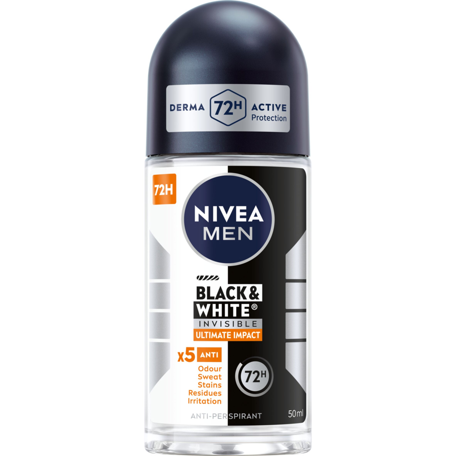 Nivea Nivea Men Black & White Invisible, Antitranspirant roll-on für Herren, 72h, Ultimate Impact, 50 ml — Inhaltsstoffe und Bewertung