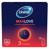 Unimil Max Love, prezerwatywy z żelem opóźniającym moment wytrysku, 3 sztuki - miniaturka zdjęcia produktu