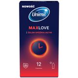 Unimil Max Love, prezerwatywy z żelem opóźniającym moment wytrysku, 12 sztuk - miniaturka zdjęcia produktu