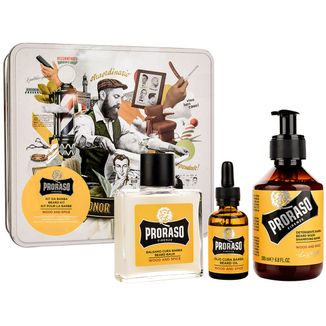 Zestaw Proraso Vintage, kosmetyki do brody, Wood and Spice, olejek, 30 ml + balsam, 100 ml + szampon, 200 ml - zdjęcie produktu