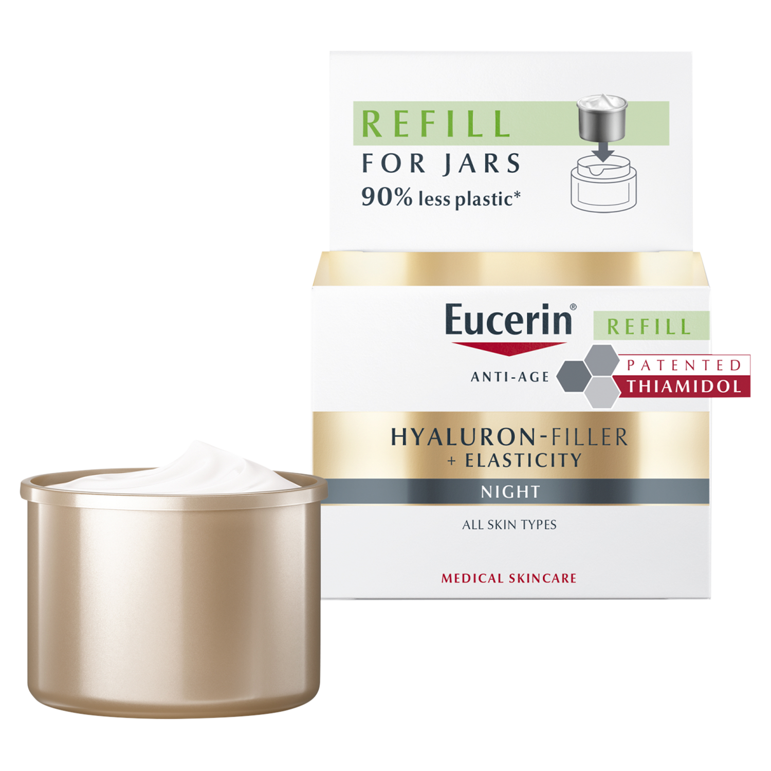 Eucerin Eucerin Hyaluron Filler + Elasticity, ujędrniający krem przeciwzmarszczkowy na noc z Thiamidolem, zapas, 50 ml