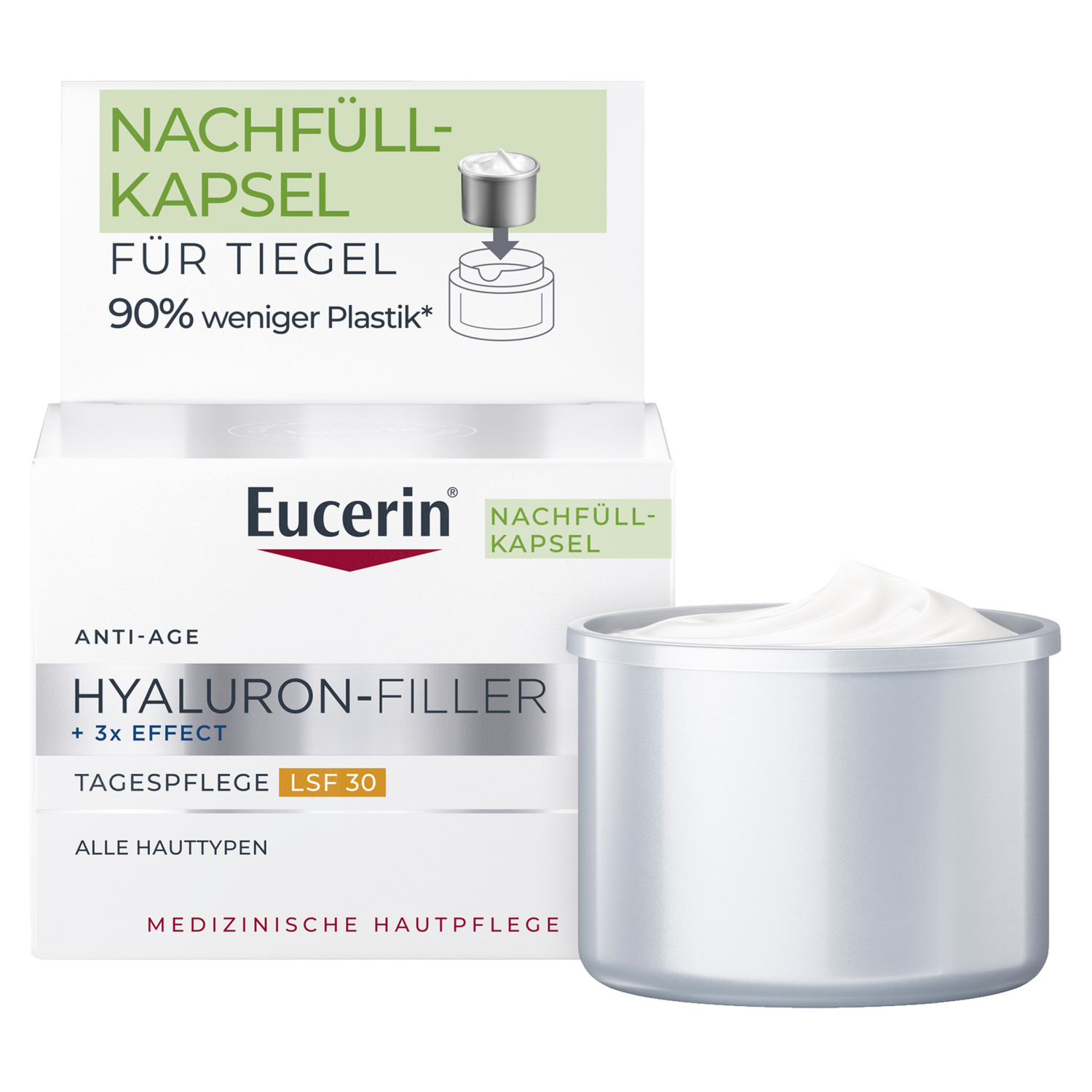 Eucerin Eucerin Hyaluron-Filler, przeciwzmarszczkowy krem do twarzy na dzień z kwasem hialuronowym, każdy rodzaj skóry, SPF 30, zapas, 50 ml