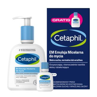 Cetaphil EM, emulsja micelarna do mycia, 236 ml + Cetaphil EM, emulsja micelarna do mycia, mini produkt, 29 ml gratis - zdjęcie produktu