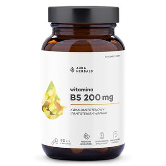 Aura Herbals Witamina B5 200 mg, kwas pantotenowy, 90 kapsułek - zdjęcie produktu