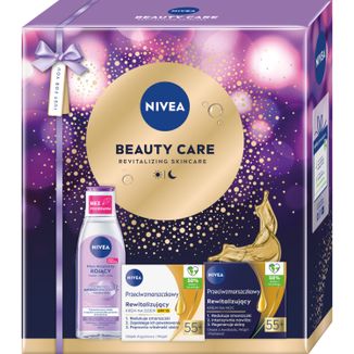 Zestaw Nivea Beauty Care 55+, krem na dzień, SPF 15, 50 ml + krem na noc, 50 ml + płyn micelarny, 200 ml Zestaw Nivea Beauty Care 55+, krem na dzień, SPF 15, 50 ml + krem na noc, 50 ml + płyn micelarny, 200 ml - zdjęcie produktu