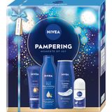 Zestaw Nivea Pampering, żel pod prysznic, 200 ml + dezodorant, roll-on, 50 ml + mleczko do ciała, 250 ml + krem do rąk, 100 ml - miniaturka zdjęcia produktu