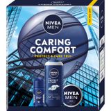 Zestaw Nivea Men Caring Comfort, żel pod prysznic 3w1, 250 ml + antyperspirant, roll-on, 50 ml + krem do ciała, twarzy i rąk, 100 ml - miniaturka zdjęcia produktu