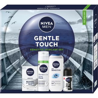 Zestaw Nivea Men Gentle Touch, pianka do golenia, 200 ml + balsam po goleniu, 100 ml + żel pod prysznic 3w1, 250 ml + antyperspirant, roll-on, 50 ml - zdjęcie produktu