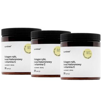 Zestaw Sundose For Skin Anti-Aging, kolagen rybi, kwas hialuronowy i witamina C, smak pomarańczowy, 3 x 309,04 g - zdjęcie produktu