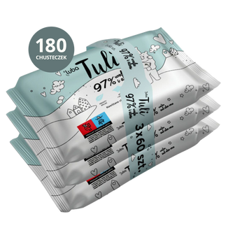 Zestaw Luba Tuli, chusteczki nawilżane dla dzieci, z aloesem, 3 x 60 sztuk - zdjęcie produktu