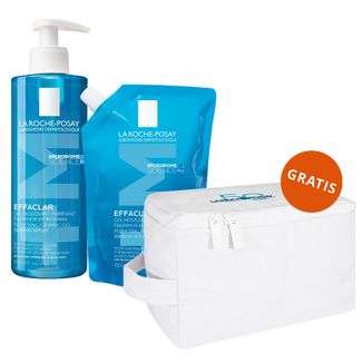 Zestaw La Roche-Posay Effaclar, żel oczyszczający do skóry tłustej i wrażliwej, 400 ml + refill, 400 ml + biała kosmetyczka gratis - zdjęcie produktu