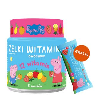 Żelki Witaminki Świnka Peppa, smak owocowy, od 3 lat, 60 sztuk + Lizak Witaminowy Bez Cukru Świnka Peppa, smak truskawkowy, od 3 lat, 8 g gratis - zdjęcie produktu