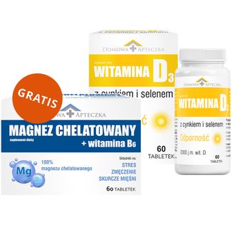 Witamina D3 z cynkiem i selenem, 60 tabletek + Magnez chelatowany + witamina B6, 60 tabletek gratis - zdjęcie produktu