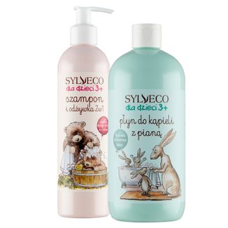 Zestaw Sylveco Dla Dzieci, szampon i odżywka 2w1, po 3 roku życia, 300 ml + płyn do kąpieli z pianą, 500 ml - zdjęcie produktu