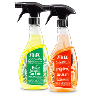Zestaw Zielko, płyn do czyszczenia lodówki i mikrofali, mięta i jałowiec, 500 ml + płyn do kuchni, grejpfrut, 500 ml - zdjęcie produktu