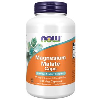 Now Foods Magnesium Malate 95 mg, jabłczan magnezu, 180 kapsułek - zdjęcie produktu