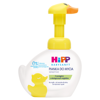 HiPP Babysanft Sensitive, pianka do mycia twarzy i rąk, od 1 dnia życia, kaczuszka, 250 ml USZKODZONE OPAKOWANIE - zdjęcie produktu