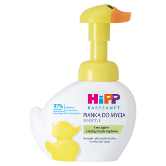 HiPP Babysanft Sensitive, pianka do mycia twarzy i rąk, od 1 dnia życia, kaczuszka, 250 ml - zdjęcie produktu