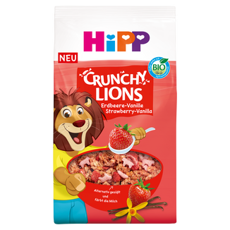 HiPP Crunchy Lions, musli, truskawka-wanilia, BIO, po 3 roku, 300 g - zdjęcie produktu