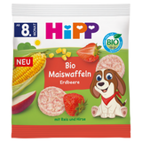 HiPP, wafelki kukurydziane, truskawkowe, BIO, od 8 miesiąca, 23 g - miniaturka zdjęcia produktu