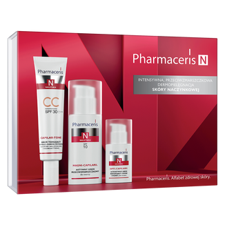 Zestaw Pharmaceris N 2025, krem tonujący, SPF 30, 40 ml + aktywny krem przeciwzmarszczkowy do twarzy, SPF 10, 50 ml + intensywny krem redukujący cienie i worki pod oczami, 15 ml - zdjęcie produktu