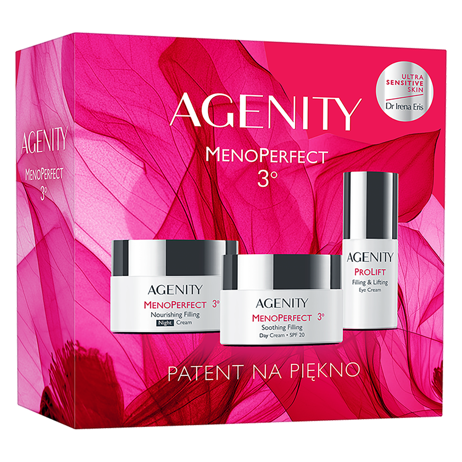 Agenity Set Agenity 3° MenoPerfect 2025, beruhigend Creme auffüllend für den Tag, SPF 20, 50 ml + pflegend Creme auffüllend für die Nacht, 50 ml + auffüllend-liftend Augencreme, 15 ml — Inhaltsstoffe und Bewertung