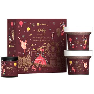 Zestaw HiSkin Lady Box, peeling cukrowy, 150 g, masło do ciała, 150 g, świeca sojowa, 100 ml - zdjęcie produktu