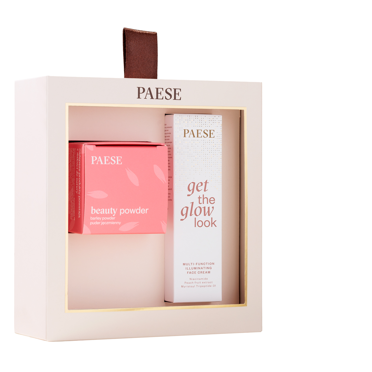 Paese Zestaw Paese All About The Base 1, wielozadaniowy rozświetlający krem do twarzy, 30 ml + puder sypki jęczmienny, 10 g