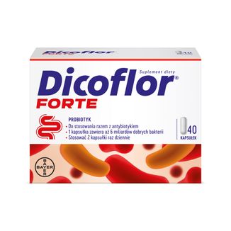 Dicoflor Forte (dawniej Dicoflor 6), dla dzieci od 3 lat i dorosłych, 40 kapsułek USZKODZONE OPAKOWANIE Dicoflor Forte (dawniej Dicoflor 6), dla dzieci od 3 lat i dorosłych, 40 kapsułek USZKODZONE OPAKOWANIE - zdjęcie produktu