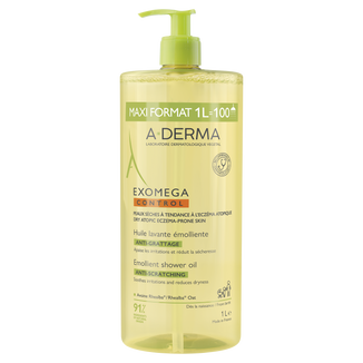 A-Derma Exomega Control, oczyszczający olejek emolientowy pod prysznic, zapobiegający drapaniu, od urodzenia, 1 l - zdjęcie produktu
