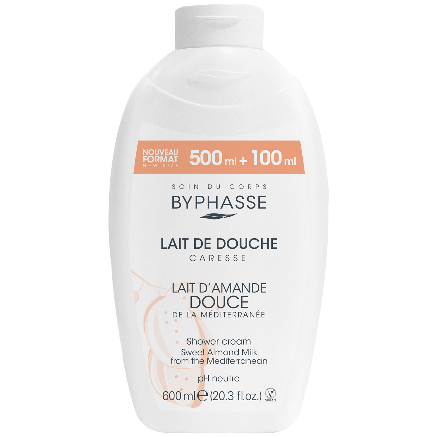 Nieznana Byphasse Caresse, krem pod prysznic, słodkie mleko migdałowe, 600 ml — Inhaltsstoffe und Bewertung