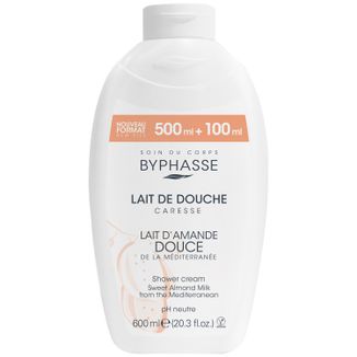 Byphasse Caresse, krem pod prysznic, słodkie mleko migdałowe, 600 ml Byphasse Caresse, krem pod prysznic, słodkie mleko migdałowe, 600 ml - zdjęcie produktu