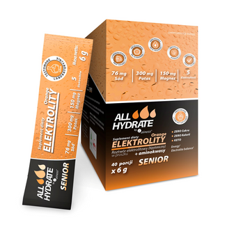 ALLHydrate Elektrolity Senior z aminokwasami, smak pomarańczowy, 6 g x 40 saszetek - zdjęcie produktu