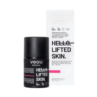 Veoli Botanica Hello, Lifted Skin, szerokopasmowy lekki krem ochronny przeciw fotostarzeniu, do skóry z oznakami starzenia, SPF 50+, 50 ml - zdjęcie produktu