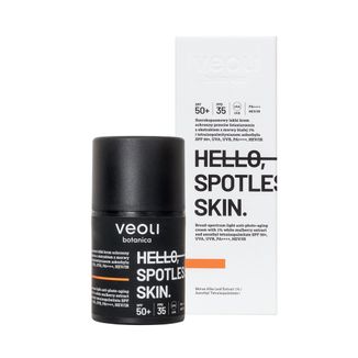 Veoli Botanica Hello, Spotless Skin, szerokopasmowy lekki krem ochronny przeciw fotostarzeniu, do skóry z przebarwieniami, SPF 50+, 50 ml - zdjęcie produktu