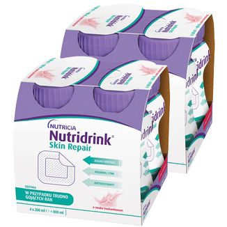 Zestaw Nutridrink Skin Repair, preparat odżywczy, smak truskawkowy, 8 x 200 ml - zdjęcie produktu